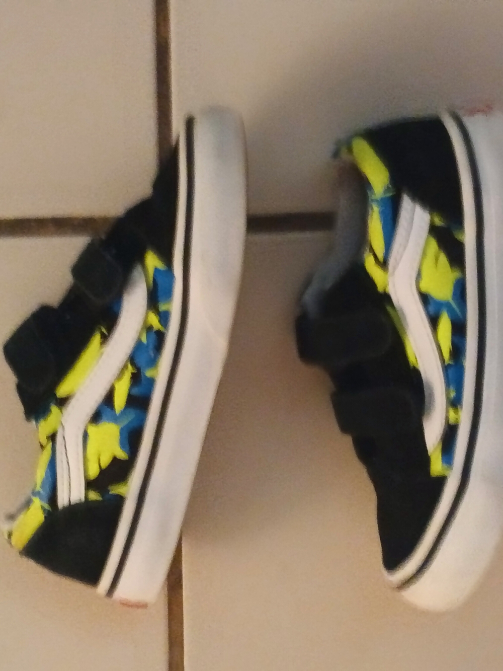 Vans Kids Floral Skate Sneakers - Black, Yellow & Blue